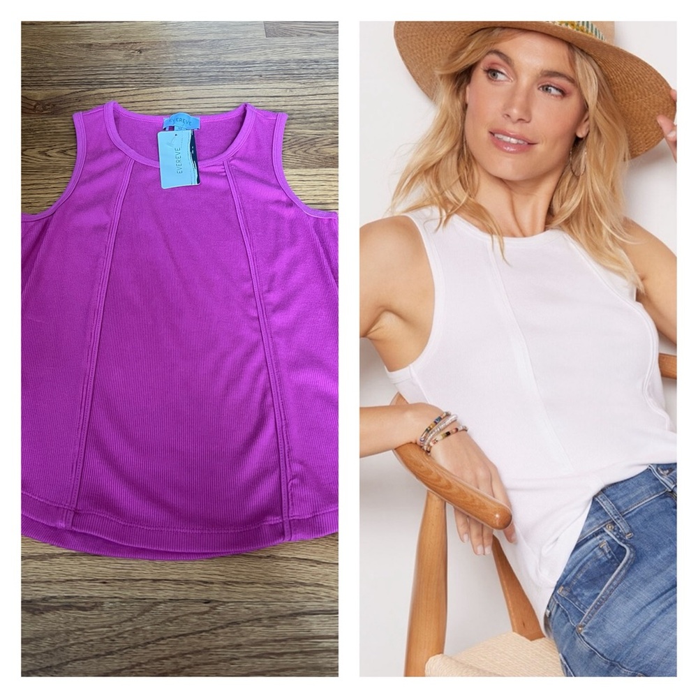NWT EVEREVE Davy Seamed Tank Top Magenta Fuchsia Pink Sleeveless Workout Shirt